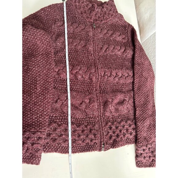 J. Jill Womens Burgundy Knit Cardigan Sweater Size S - Picture 6 of 7